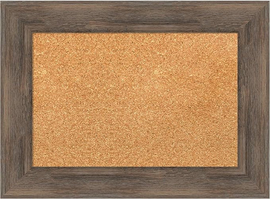 Amanti Art Natural Cork Board for Wall, 17x23 Vision Board with Brown Wood Frame, Small Corkboard Office Decor for Home Organization, Country Rustic Corkboard Pinboard to Display Items for Home-DeskLoop Office