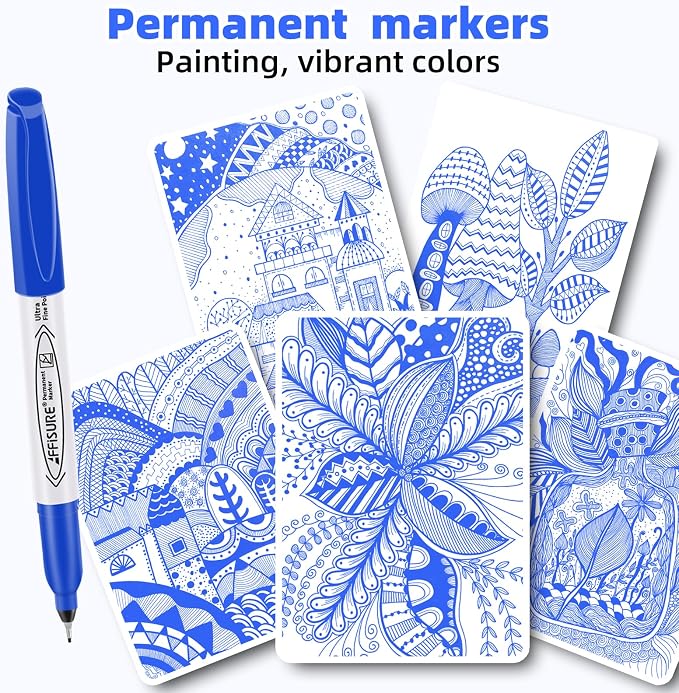 Blue Ultra Fine Point Permanent Markers, 18 Pack, 0.4 mm, Precision Extra Fine - Image 10
