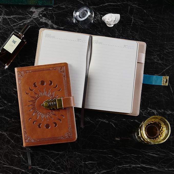 ZXHQ Lockable Diary for Women & Men, A5 Ruled 240 Pages PU Leather Journal - Image 3