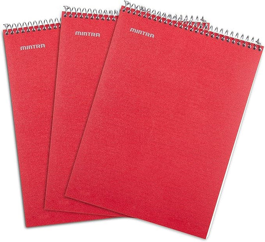 Mintra Office TOP BOUND Durable Spiral Notebooks (Red, College Ruled 3pk)-DeskLoop Office