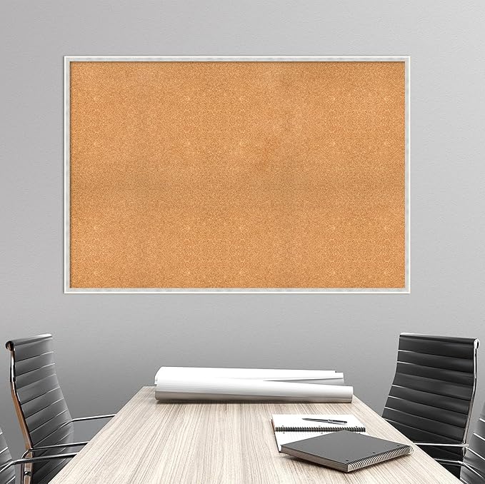 Amanti Art Natural Cork Board for Wall, 35x51 Vision Board with White Frame, Oversize Corkboard Office Decor for Home Organization, Modern Corkboard Pinboard to Display Items for Home Organization in-DeskLoop Office