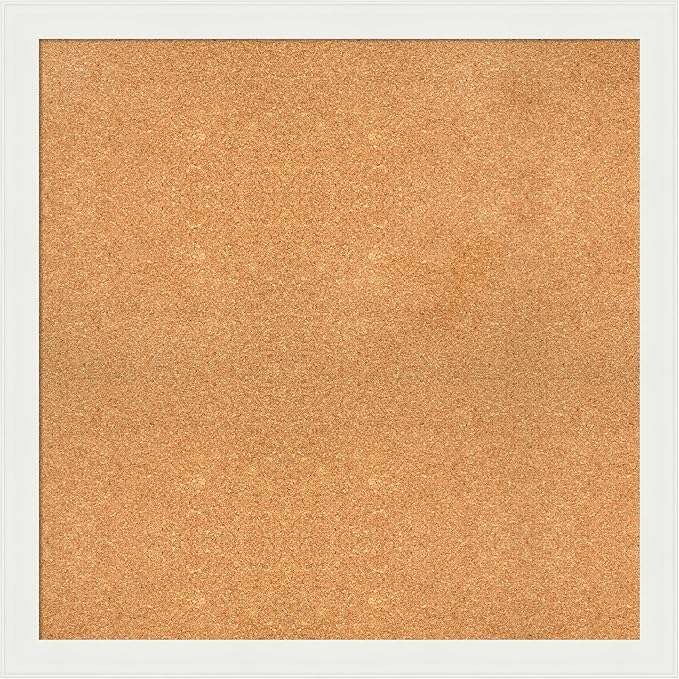 Amanti Art Natural Cork Board for Wall, 35x35 Vision Board with White Frame, Large Corkboard Office Decor for Home Organization, Casual Corkboard Pinboard to Display Items for Home Organization in-DeskLoop Office