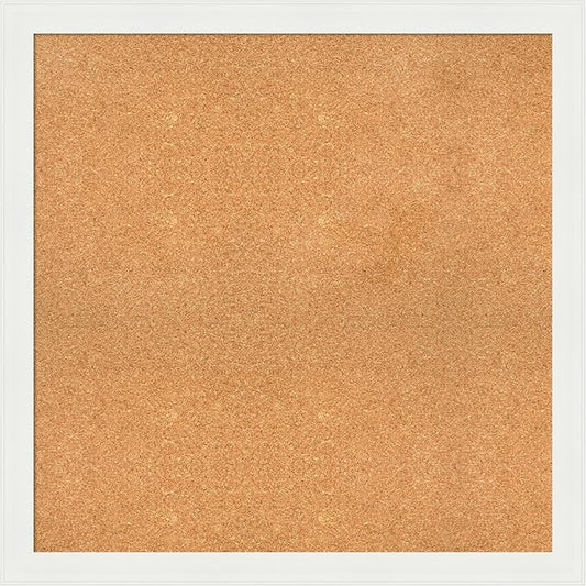 Amanti Art Natural Cork Board for Wall, 35x35 Vision Board with White Frame, Large Corkboard Office Decor for Home Organization, Casual Corkboard Pinboard to Display Items for Home Organization in-DeskLoop Office