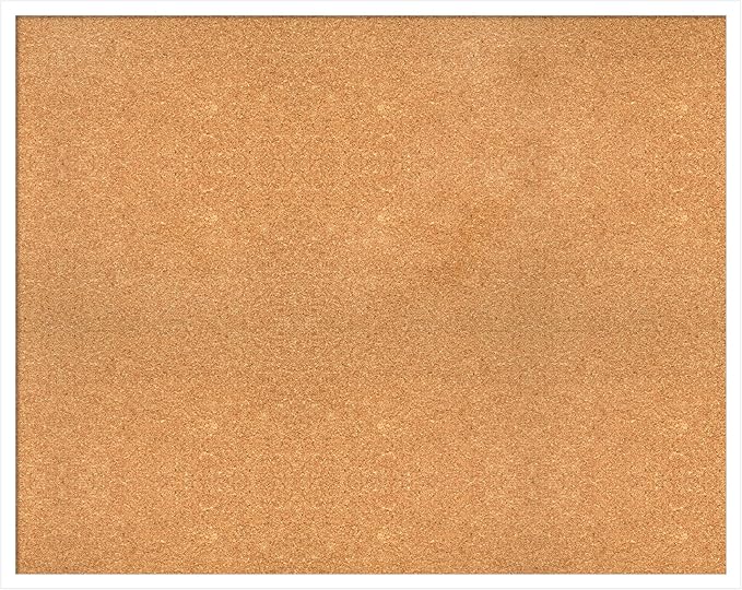 Amanti Art Natural Cork Board for Wall, 31x39 Vision Board with White Frame, X-Large Corkboard Office Decor for Home Organization, Modern Corkboard Pinboard to Display Items for Home Organization in-DeskLoop Office