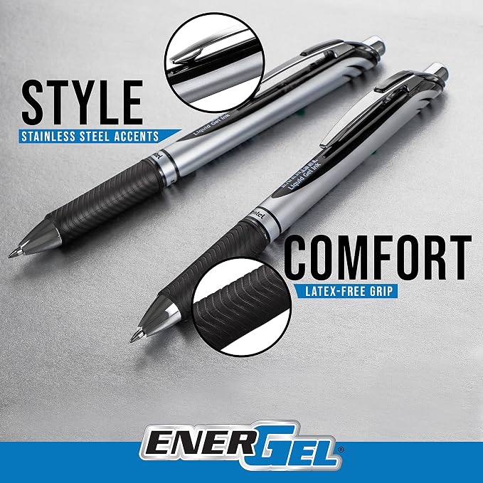 Pentel EnerGel Pearl Retractable Liquid Gel Pen, Needle Tip, Medium Line - Image 4