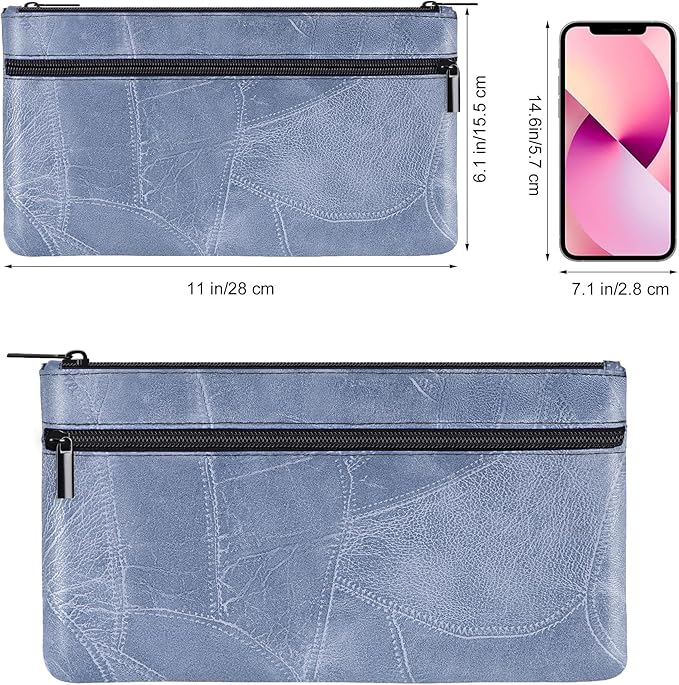 HAUTOCO 2 Pcs Money Bag with Zipper 11 x 6.1 inch Embossed Deposit Money Pouch - Image 2