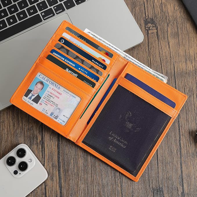 Polare Luxury RFID Blocking Leather Passport Holder Travel Wallet - Image 7