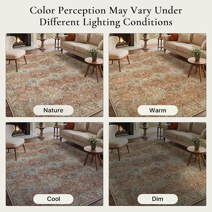 GENIMO 8x10 Area Rugs for Living Room, Machine Washable Non Slip Rugs, Low Pile - Image 8