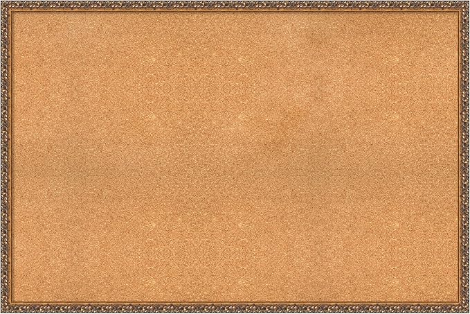 Amanti Art Natural Cork Board for Wall, 32x48 Vision Board with Bronze Frame, Oversize Corkboard Office Decor for Home Organization, Traditional Corkboard Pinboard to Display Items for Home-DeskLoop Office