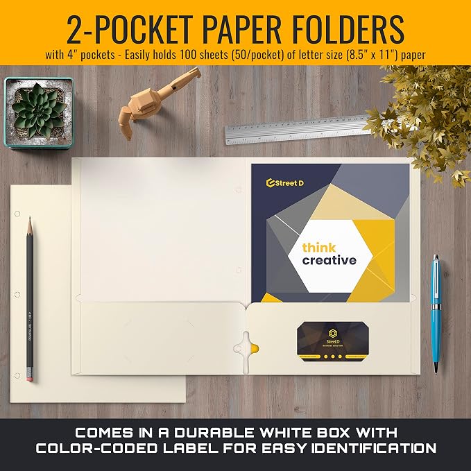 Better Office Products Two Pocket Portfolio Folders, Letter Size Paper Folders - Image 3