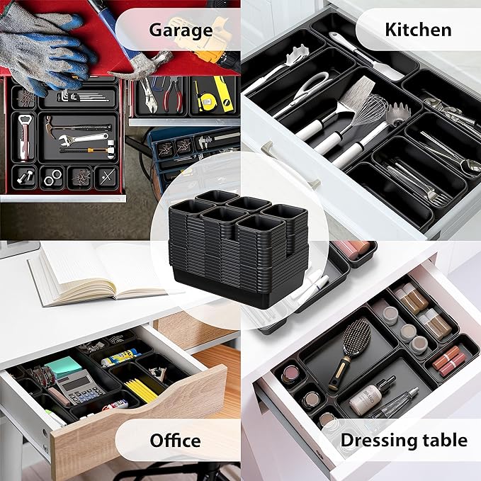Simple Houseware Interlocking Desk Drawer Bins Organizer, 42 Packs - Image 2