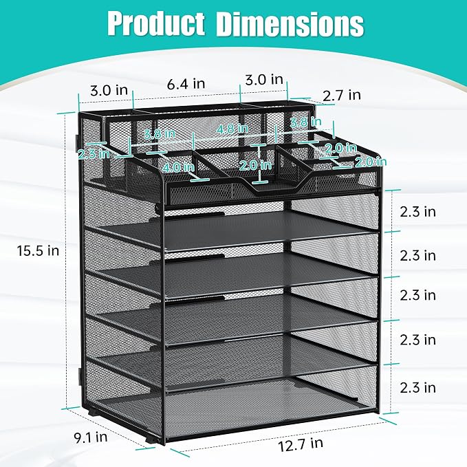 6 Tier Mesh Desk Organizer - Image 2