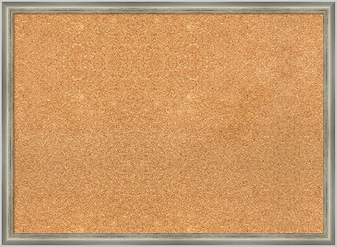 Amanti Art Natural Cork Board for Wall, 22x30 Vision Board with Silver Wood Frame, Medium Corkboard Office Decor for Home Organization, Casual Corkboard Pinboard to display items for home organization-DeskLoop Office