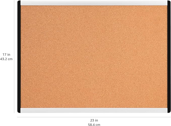 Amazon Basics Cork Bulletin Board, Lightweight, Aluminum/Plastic Frame - Image 2