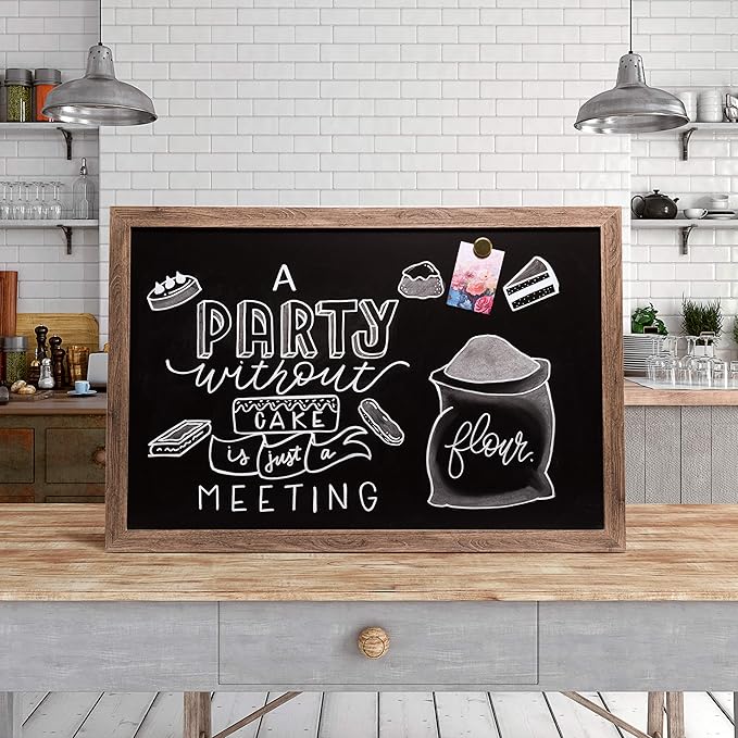 U Brands Magnetic Chalkboard, Rustic Wood Frame, Premium Matte Surface - Image 6
