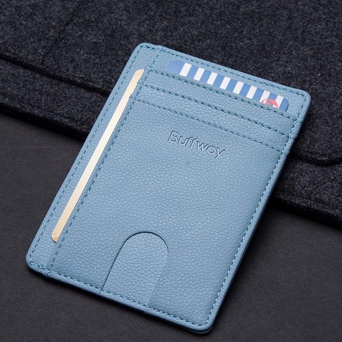 Buffway Slim Minimalist Front Pocket RFID Blocking Leather Wallets - Image 4
