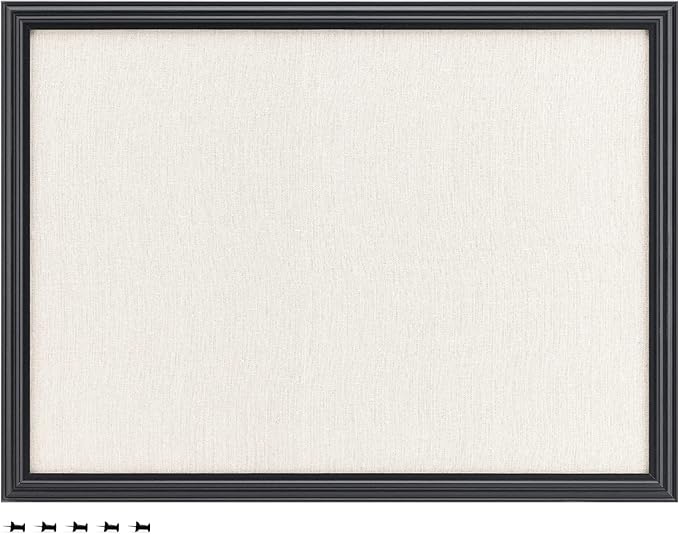 Navaris Framed Linen Bulletin Board - 17 x 23 inches Fabric Jewelry Organizer Pinboard for Wall Memory Memo Pin Board - Linen with Frame-DeskLoop Office