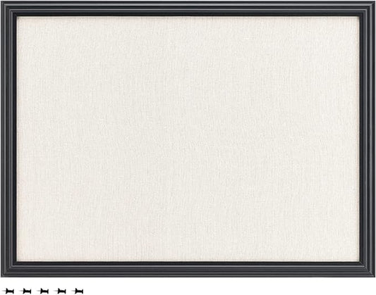 Navaris Framed Linen Bulletin Board - 17 x 23 inches Fabric Jewelry Organizer Pinboard for Wall Memory Memo Pin Board - Linen with Frame-DeskLoop Office