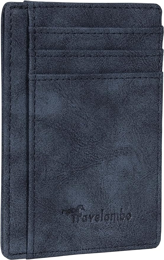 Travelambo Slim Wallet Front Pocket Minimalist Leather RFID Blocking Medium Size by Travelambo
