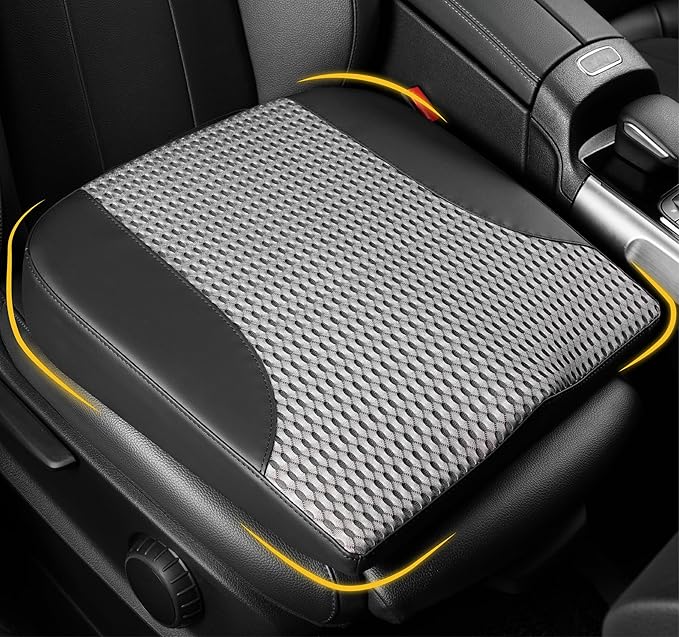 Car Seat Cushion, Comfortable Memory Foam Seat Pillow for Driving, Sciatica-Back Pain Relief, Cushion for Car-Truck, Office, Wheelchair - Black&Gray-DeskLoop Office