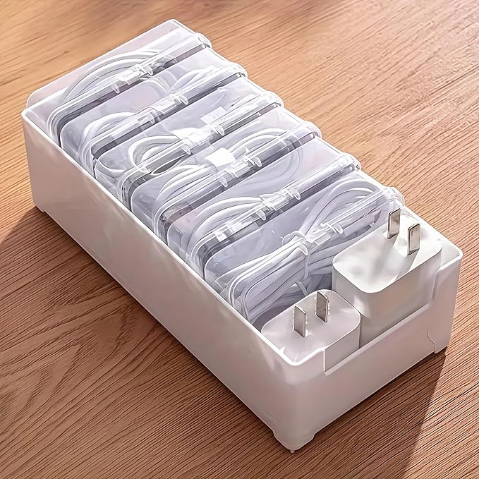 7 Box Cable Organizer Storage Box, Desktop Cable Management - Image 5