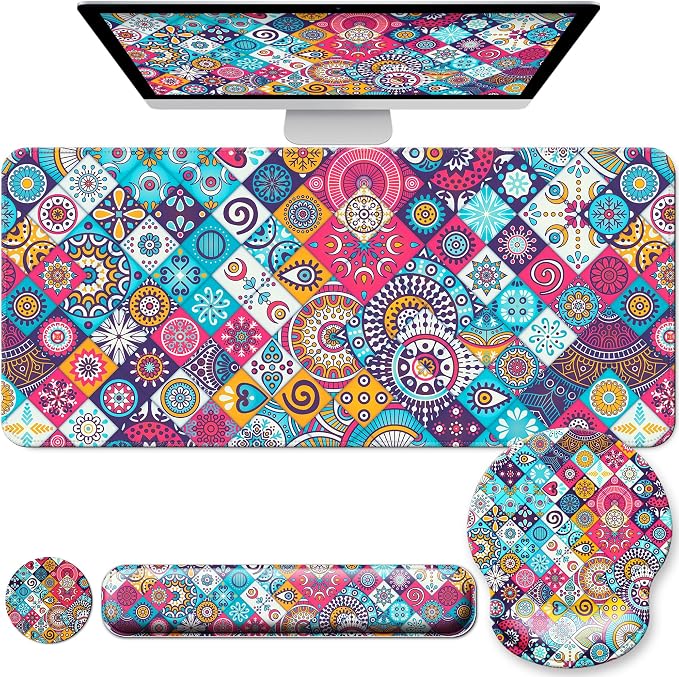 Desk Pad Keyboard Wrist Rest and Mouse Pad Coaster Set, Large XXL Desk Mat Matt by VINEBURY