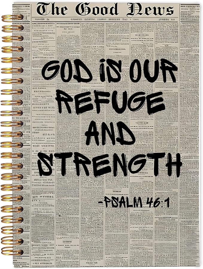 Vintage Christian Notebook Journal, Psalm 46:1 Bible Verse Notebook by Ecezatik