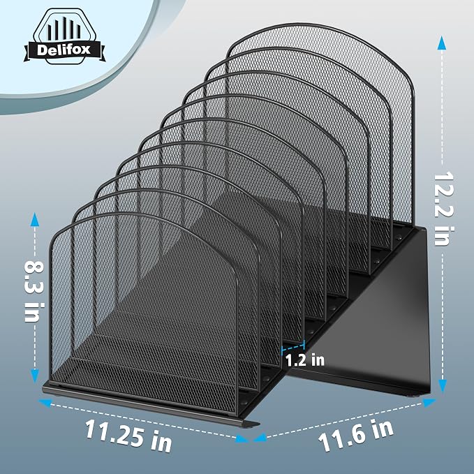 Inclined Desk File Organizer, 8-Section Upright Desk Organizer File Sorter - Image 2