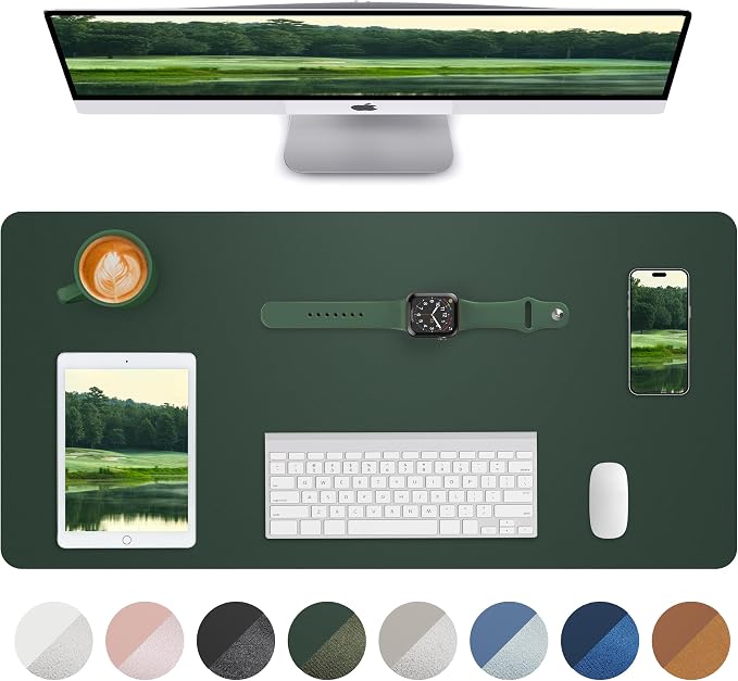 Leather Desk Pad Blotter, Mouse Pad, Office Desk Mat, Non-Slip PU Leather Desk by AFIING