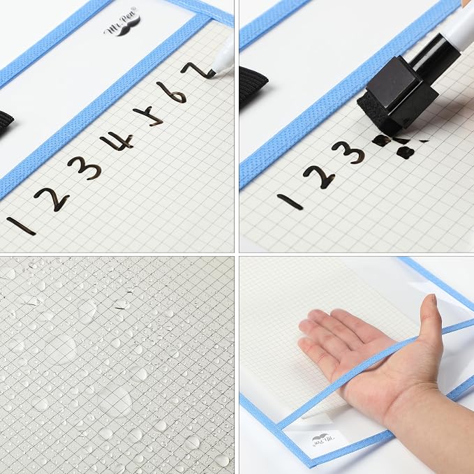 Mr. Pen- Reusable Dry Erase Pocket Sleeves, 12 Pack, Colorful | Clear Plastic - Image 7