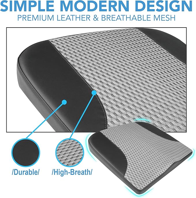 Car Seat Cushion, Comfortable Memory Foam Seat Pillow for Driving, Sciatica-Back Pain Relief, Cushion for Car-Truck, Office, Wheelchair - Black&Gray-DeskLoop Office