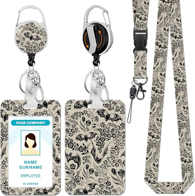 Hancynir Goth Bat Floral Lanyards by Hancynir