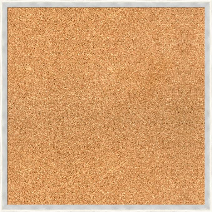 Amanti Art Natural Cork Board for Wall, 23x23 Vision Board with White Frame, Medium Corkboard Office Decor for Home Organization, Modern Corkboard Pinboard to Display Items for Home Organization in-DeskLoop Office