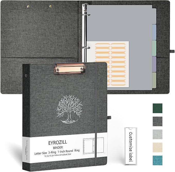 EYROZILL 3 Ring Binder, 1 Inch Linen Binder Organizer by EYROZILL