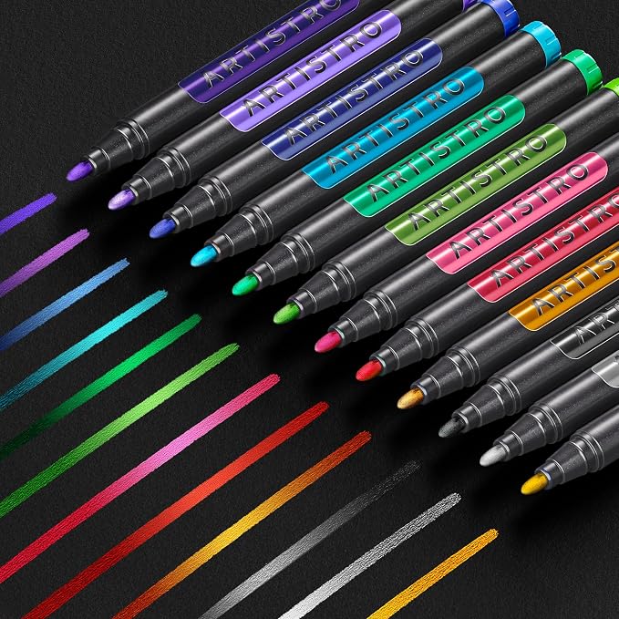 ARTISTRO 12 Metallic Paint Pens by ARTISTRO