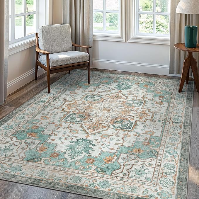 GENIMO 7'6''x9'6'' Area Rugs for Living Room, Machine Washable Non Slip Vintage - Image 2