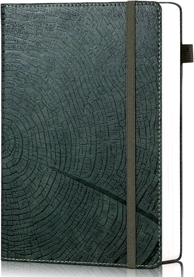CAGIE Lined Journal for Women & Men, Tree Growth Ring Leather Bound Journal Notebook, 256 Pages 100 GSM Journals for Writing, A5 Hardcover Journaling Notebooks for Work, Note Taking-DeskLoop Office