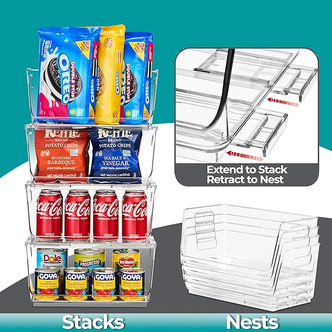 Sorbus Stackable Storage Bins Open Front - Clear Stackable Storage Bins - Pantry Bins for Storage and Organization - Acrylic Stackable Bins for Kitchen - Clear Pantry Organizer Bins (Small 2 Pack)-DeskLoop Office