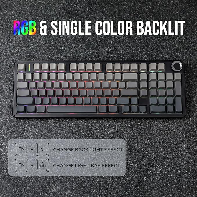 EPOMAKER X Aula F99 PRO Wireless Gaming Keyboard with 8000mAh Battery, Hot Swappable Creamy Keyboard, 2.4GHz/Type-C/BT5.0, NKRO, RGB Backlit for Win/Mac/Gaming (Black Gradient)-DeskLoop Office