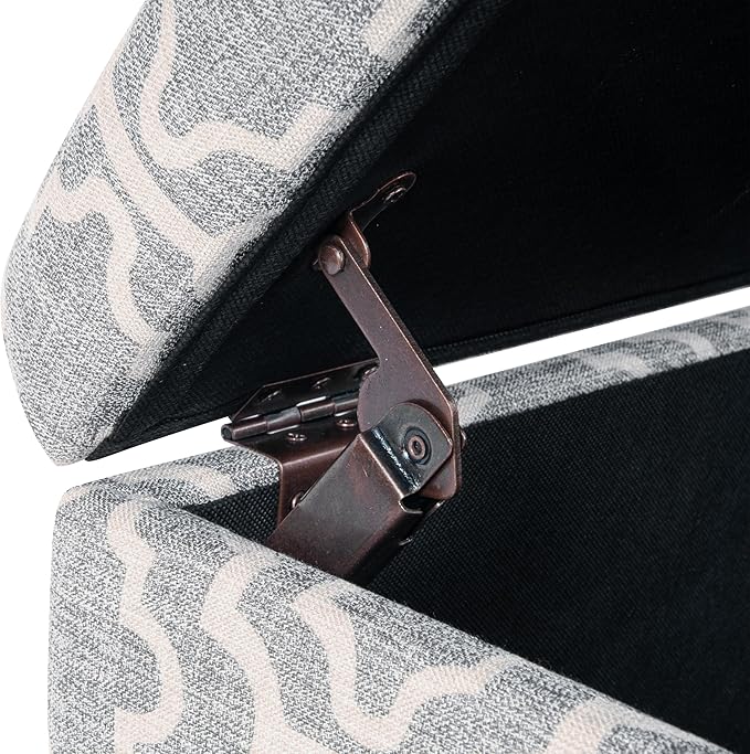 Home Decor | Upholstered MediumRectangular Storage Ottoman | Hinged Lid Ottoman with Storage for Living Room & Bedroom,Gray Geometric-DeskLoop Office