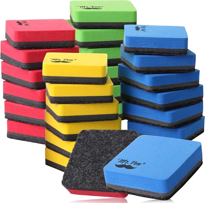 Mr. Pen- Mini Magnetic Dry Erase Erasers, 24 Pack | Colorful Small Magnetic - Image 7