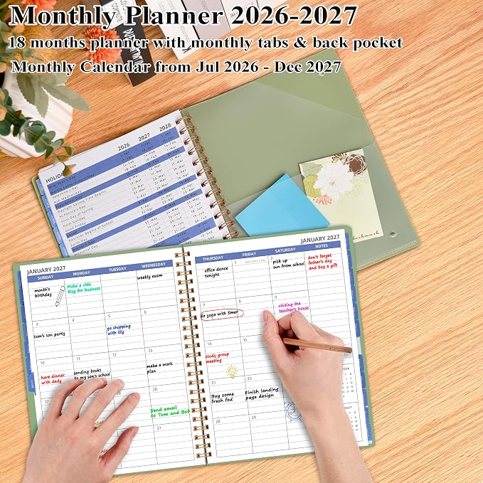 2026 Monthly Planner, 18 Months Agenda Planner from Jul 2026-Dec 2027, Calendar - Image 7
