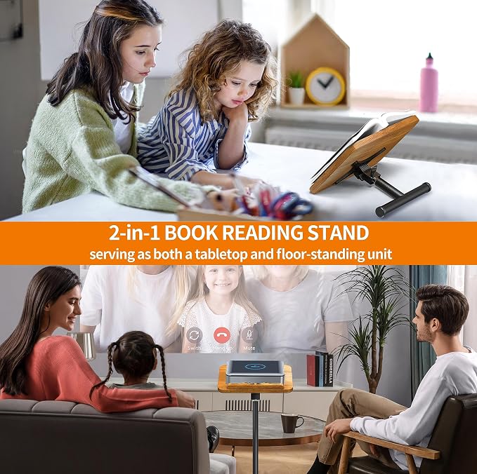NAMON 2-in-1 Dual-use Floor & Desktop Book Stand, 100% Solid Wood, Height - Image 2
