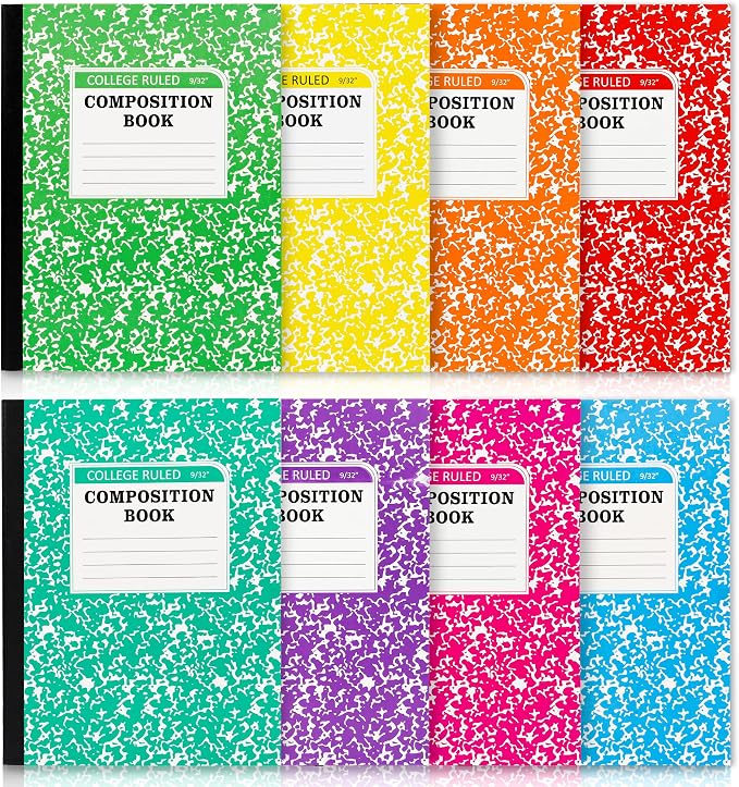 feela Composition Notebook, 8 Pack 8 Pastel Colors College Ruled Composition by feela