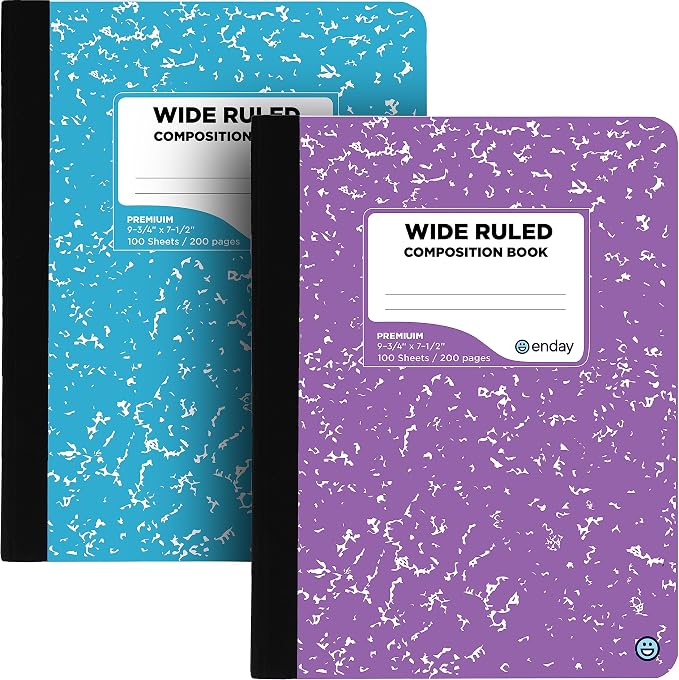 Enday Composition Notebooks Wide Ruled Paper, Colored Marble Composition by Enday
