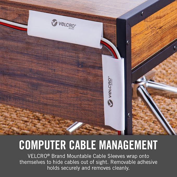 VELCRO Brand Mountable Cable Management Sleeve | Cord Hider Mounts on Walls or - Image 8