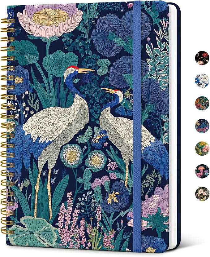 Taja Spiral Journal Notebook for Women, Pretty Hardcover Lined Notebook for by Taja