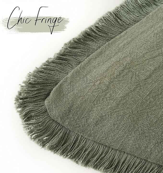 Foindtower Set of 2 Decorative Linen Fringe Throw Pillow Covers Cozy Farmhouse - Image 3