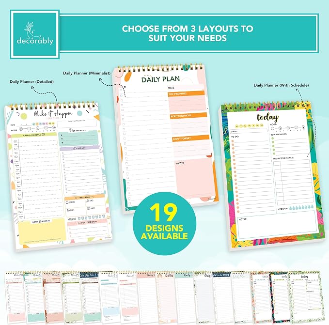 Decorably 52 Sheets Colorful Pastel Undated Daily Planner Pad - Image 2