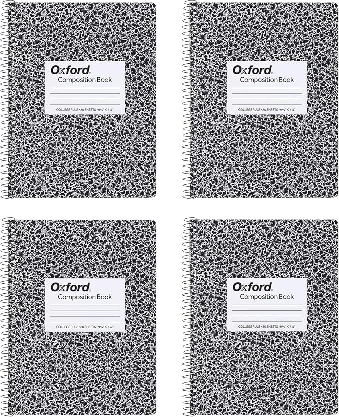 Oxford Spiral Composition Notebooks, Wide Ruled Paper, 9-3/4 x 7-1/2 Inches by Oxford